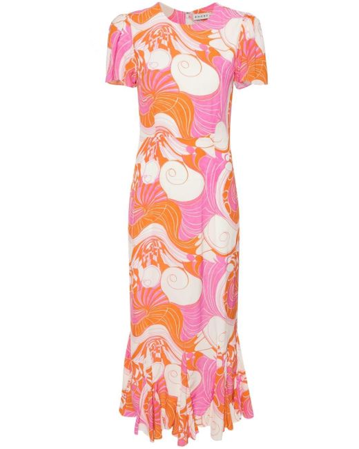 RHODE Red Lulani Printed Midi Dress