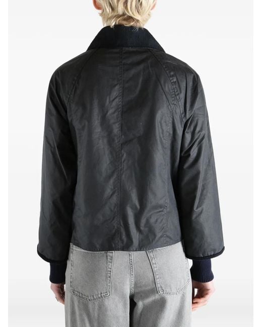Barbour Black Beadnell Corduroy-Collar Cropped Jacket