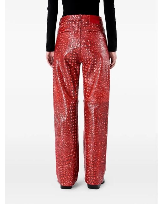 CAMPERLAB Red Zip Leather Trousers