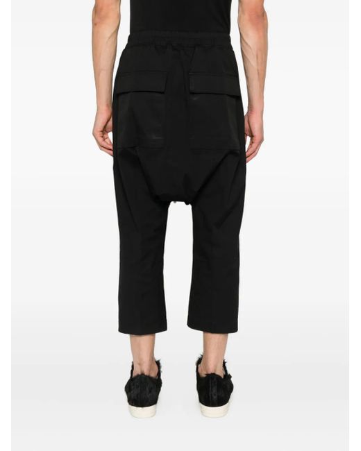 Rick Owens Black Drawstring Cropped Trousers for men