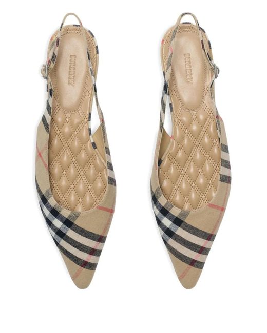 Burberry White Check Dame Slingback Ballerinas