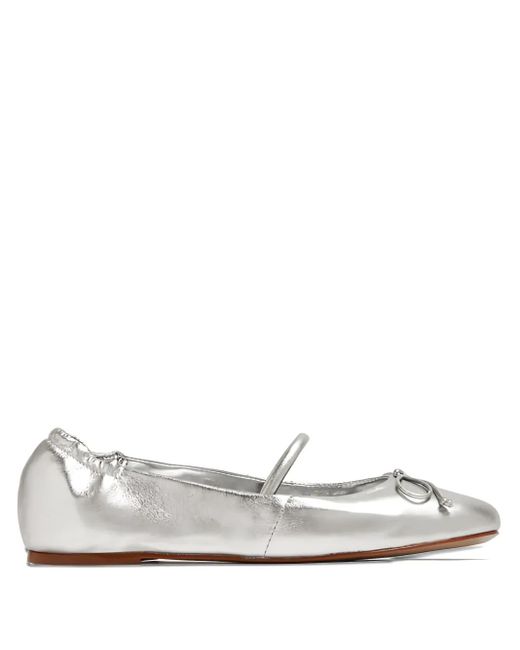 SCHUTZ SHOES Fechado Bow-embellished Ballet Flats White