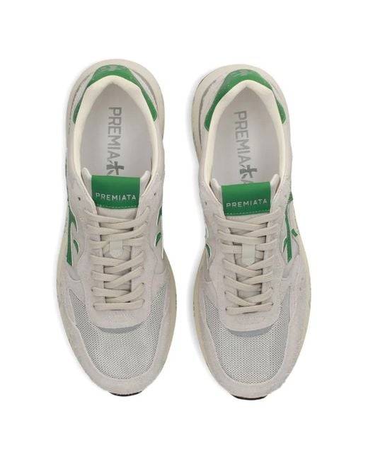 Premiata White Mick Panelled Sneakers for men