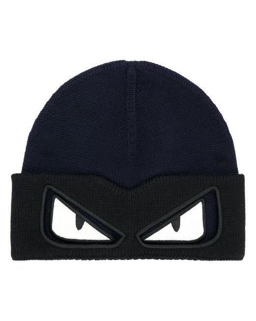 Fendi Wool Bag Bugs Beanie Hat in Blue 
