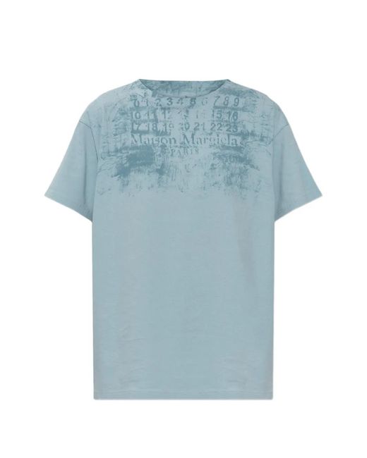 Maison Margiela Blue Logo-Print T-Shirt