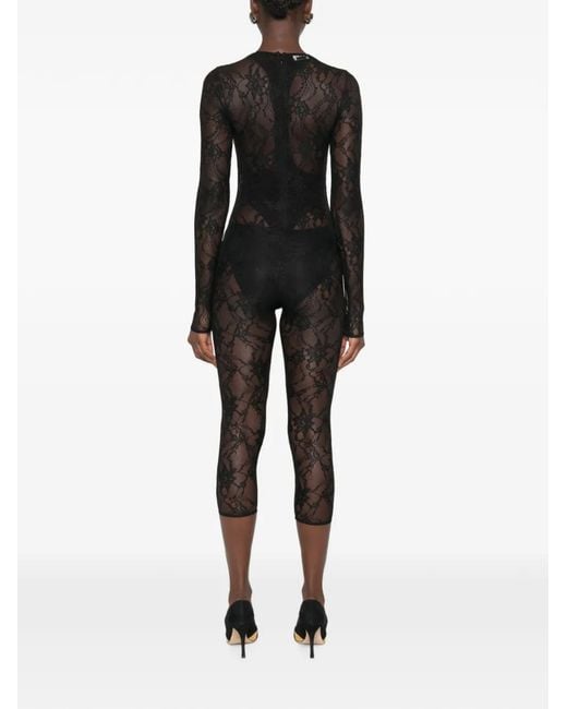 ANDAMANE Black Sheila Floral-Lace Jumpsuit