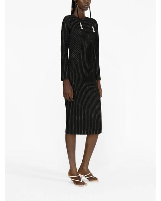 Pinko Black Striped Midi Dress