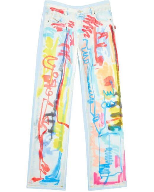 DIESEL White Street Art Capsule Trousers