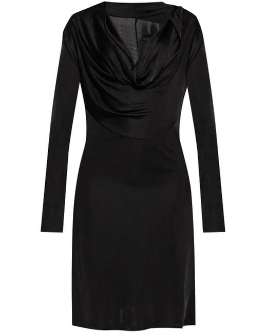 Helmut Lang Black Cowl-Neck Dress