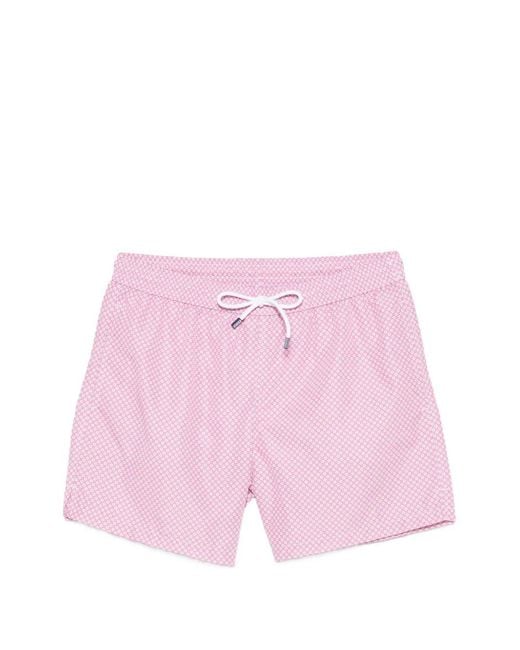 Fedeli Pink Print Swim Shorts for men