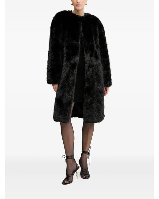 Silvian Heach Black Faux-Fur Coat
