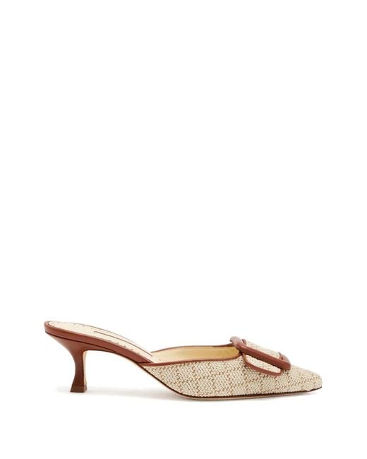 Manolo Blahnik Metallic Maysalebi Buckle-Detail Woven Pumps