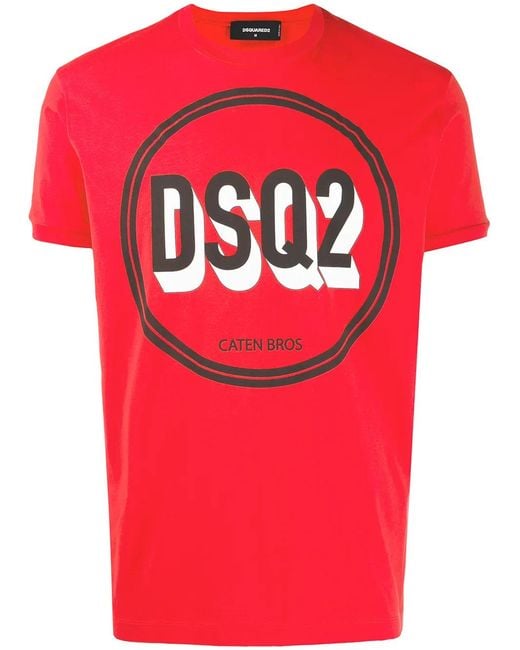 DSquared² Red Circle Logo Printed T-Shirt for men