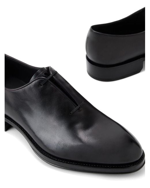 Ferragamo Black Polished Leather Oxford Shoes for men