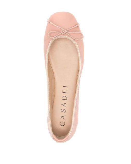 Casadei Bow-detail Baillerina Shoes Pink