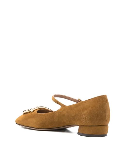 Ferragamo Brown Buckle-Detail Suede Pumps