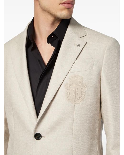 Billionaire Natural Logo-Patch Single-Breasted Blazer for men