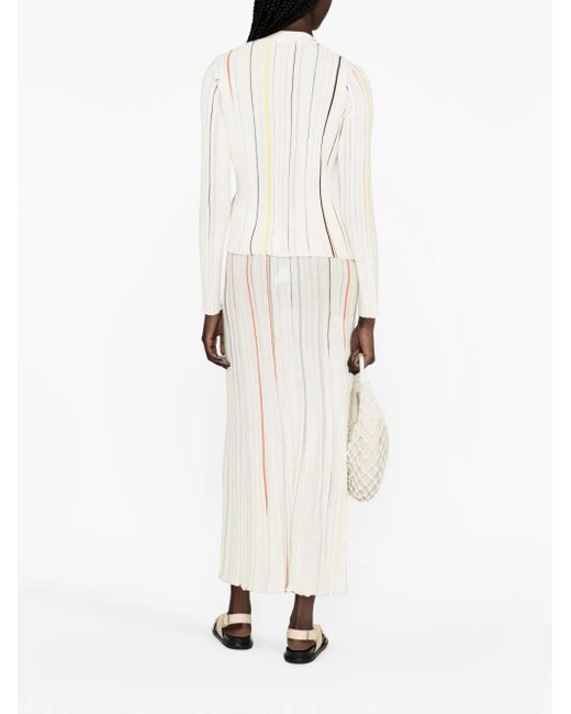 Sonia Rykiel White Striped Cotton-Blend Cardigan