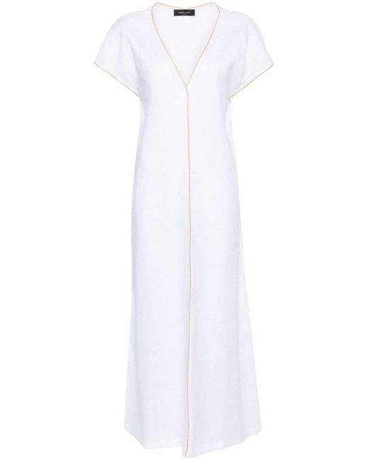 Fabiana Filippi White Monili-chain Linen Maxi Dress