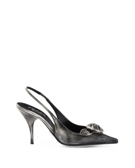 Prada Metallic Leather Slingback Pumps