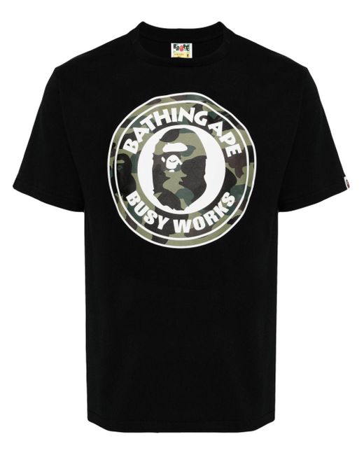 T-shirt Camo Busy Works con stampa di A Bathing Ape in Black da Uomo