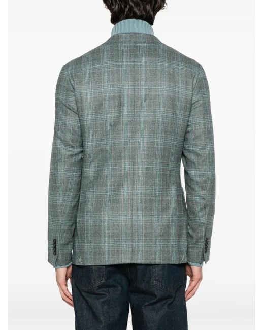 Canali Green Checked Wool Blazer for men