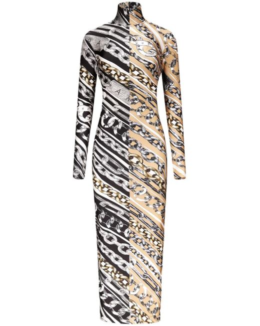 Area White Kleid Mit Ketten-Print