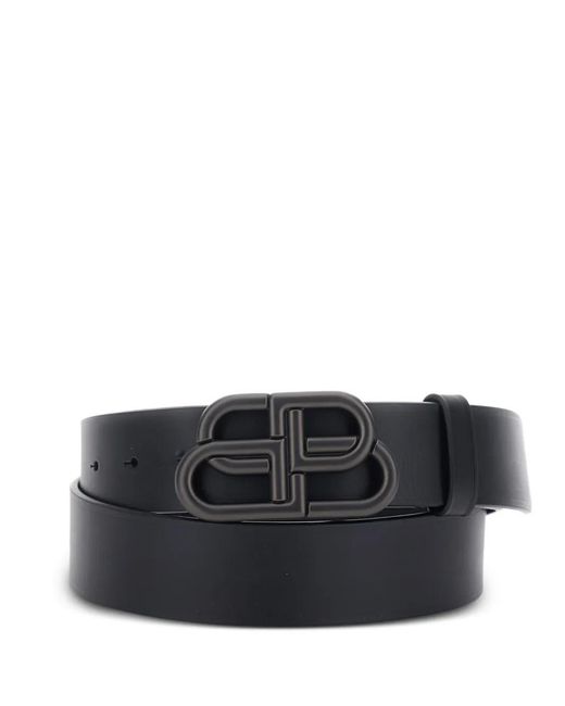 Balenciaga Black Logo-Buckle Leather Belt