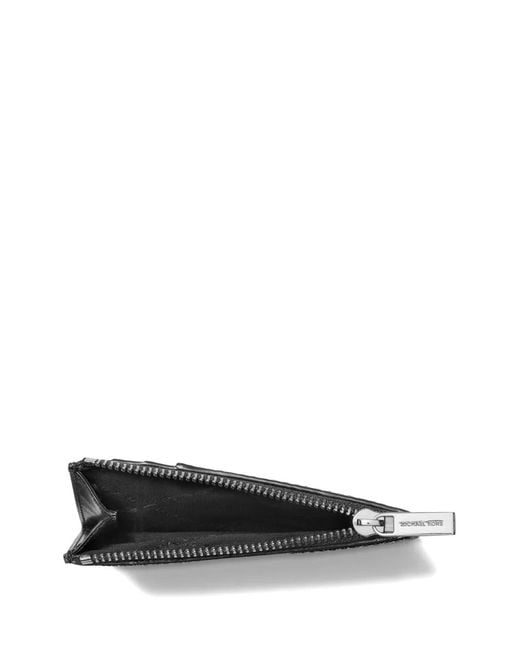 Michael Kors Black Monogram-Pattern Notched Cardholder for men