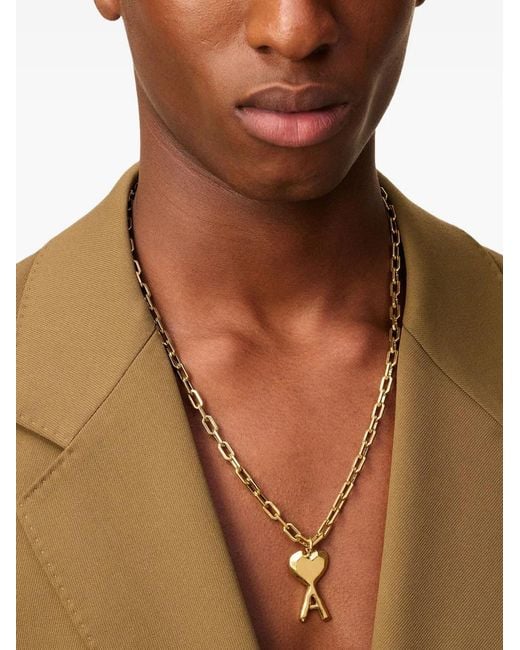 AMI Metallic Ami De Coeur Hammered Necklace