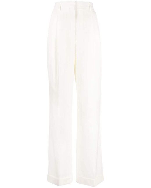 Casablancabrand Wollen High Waist Straight Broek in het White voor heren