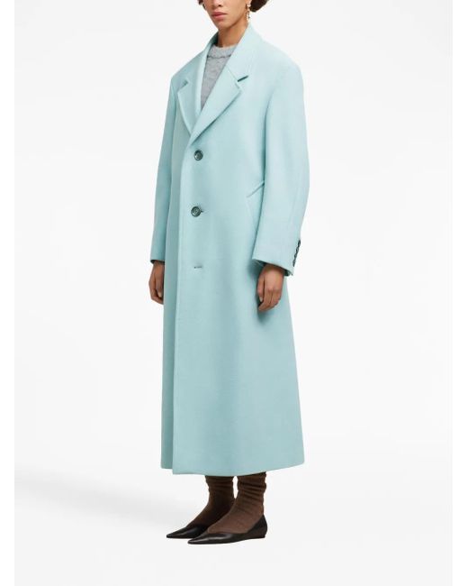 AMI Blue Single-Breasted Coat
