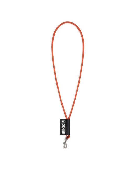 Moschino White Logo-Print Lobster-Claw-Fastening Lanyard