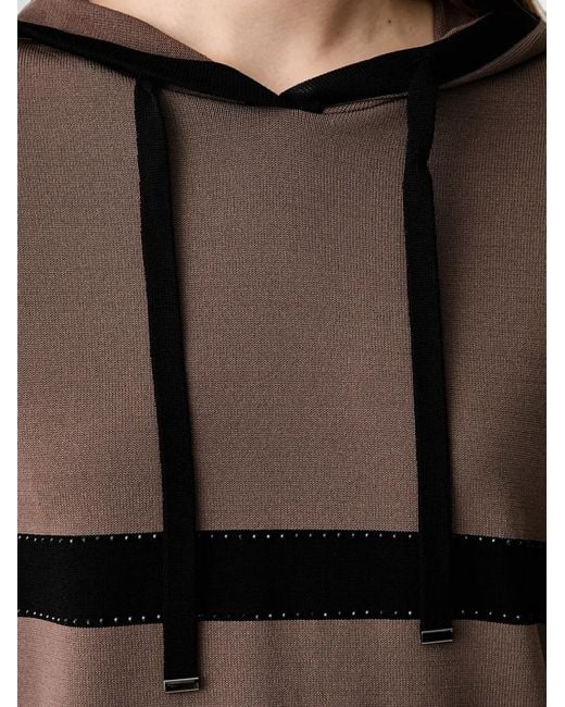 Joseph Ribkoff Black Rhinestone-Embellished Striped Hoodie