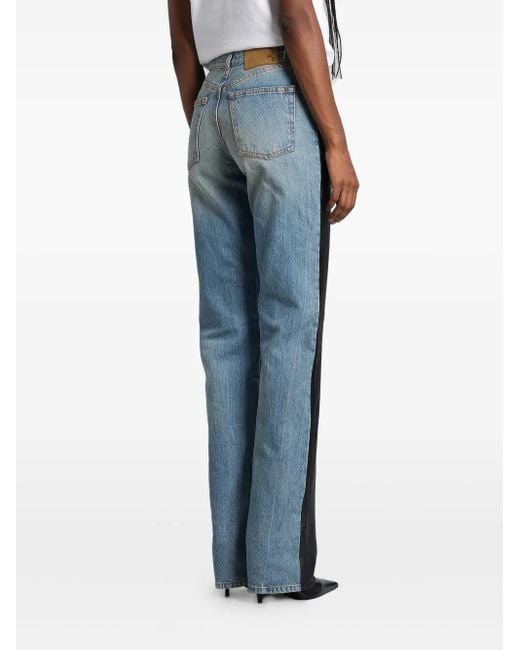 Haikure Black Leather-Panel Jeans