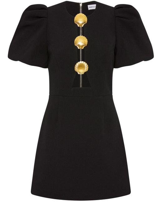 Rebecca Vallance Black Sirene Shell-detail Mini Dress