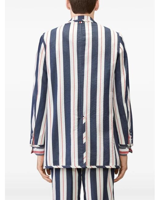 Thom Browne Blue Striped Seersucker Jacket for men