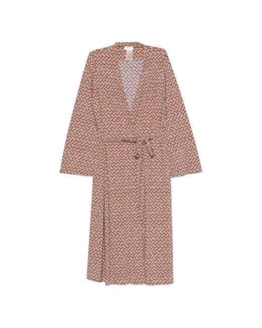 Siyu Pink Geometric-Pattern Wrap Midi Dress