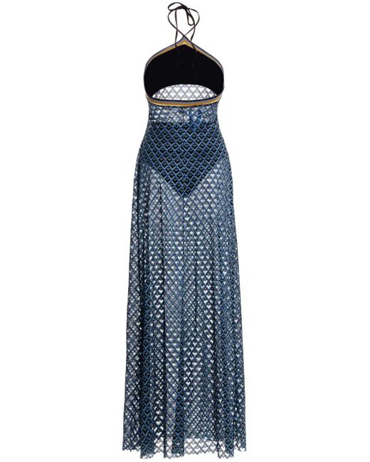 Agua Bendita Blue Azure Sari Maxi Dress