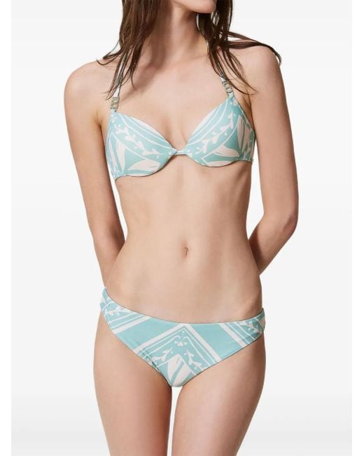 Twinset Blue Printed Triangle Bikini Top