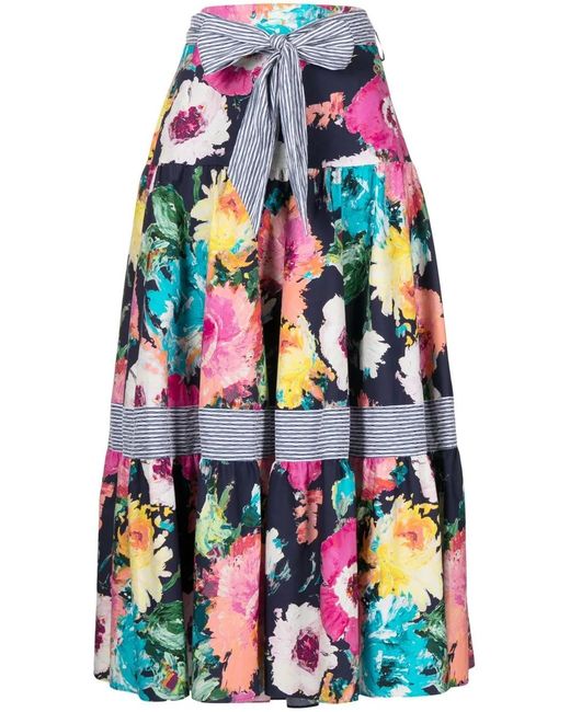 Talbot Runhof Red Midirock Mit Blumen-Print