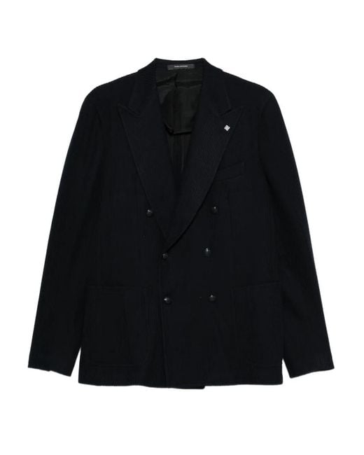 Chaqueta A Rayas Con Doble Botonadura Tagliatore de hombre de color Black