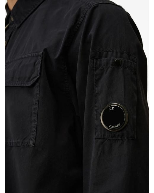 C P Company Black Long Sleeve Lens Shirt for men