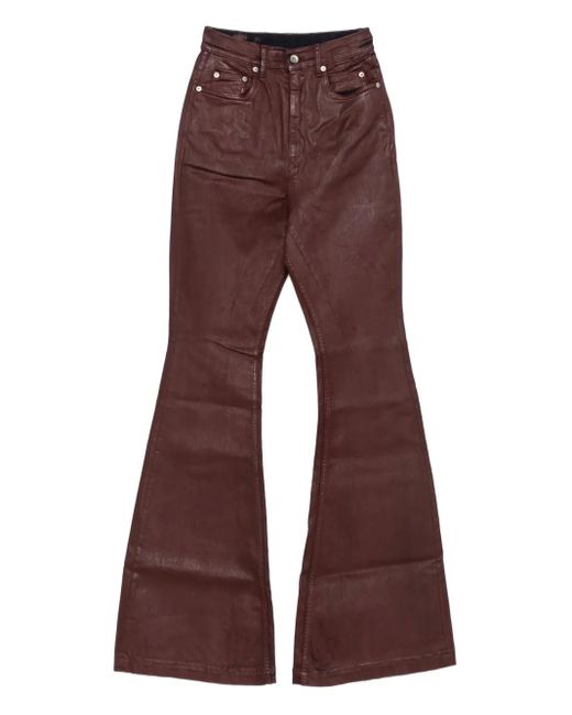 Rick Owens Brown Bolan Wax-Coated Jeans