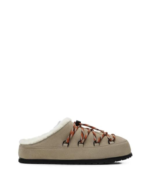 Prada Brown Slipper Mit Shearling-Futter