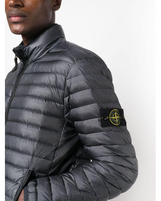 Stone Island Black Compass-Patch Padded Jacket for men