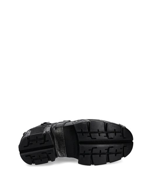 New Rock Black 120Mm Buckle Platform Boots