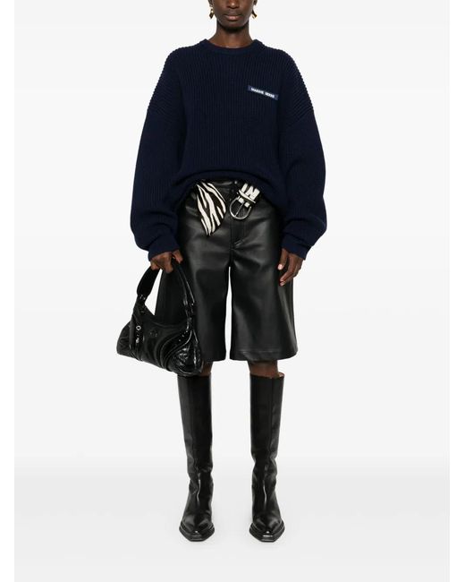 MARINE SERRE Blue Logo-Patch Sweater