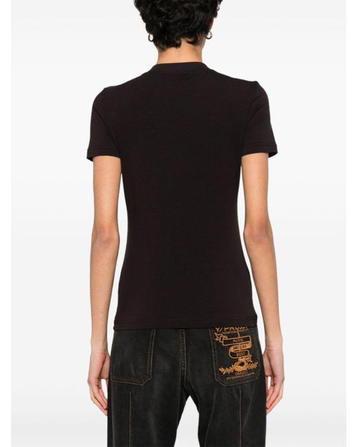 Versace Black T-Shirt mit V-Emblem