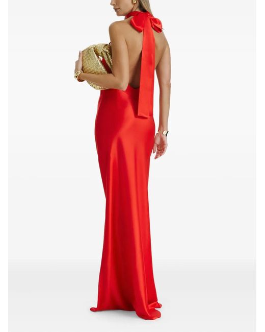 Il Volo Red Oria Halterneck Maxi Dress